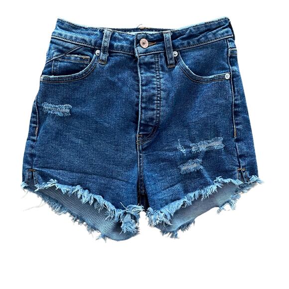 Free People x We the Free Cutoff High Waisted Distressed Denim Shorts Size 24 - Picture 1 of 7